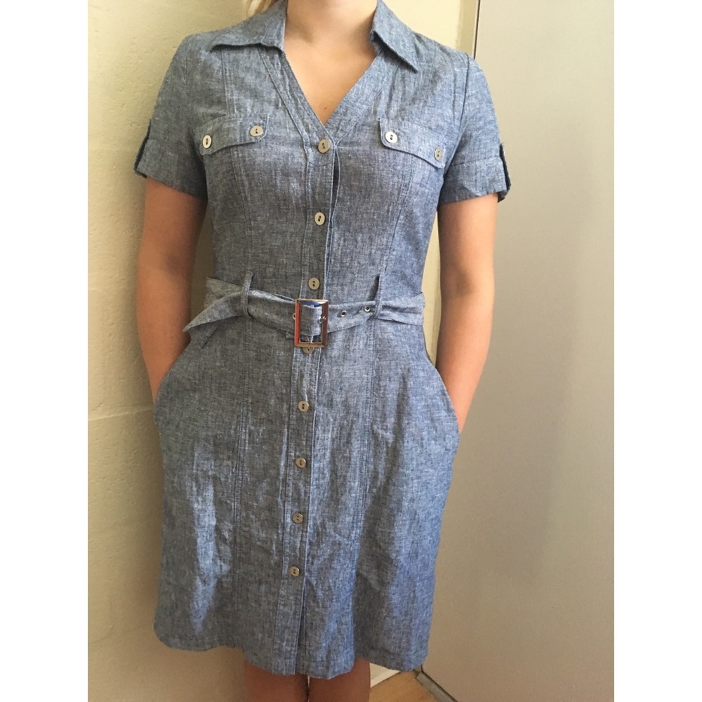 NWT Short denim-like button dress